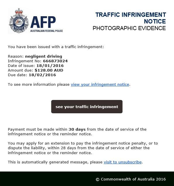 AFP-traffic-infringement-email-scam